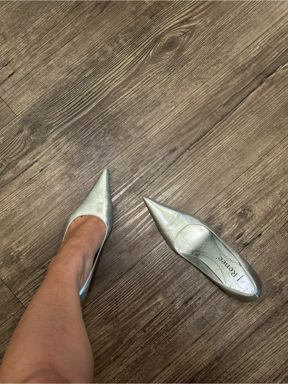 J.Renee Metallic Silver Pointed Toe Pumps